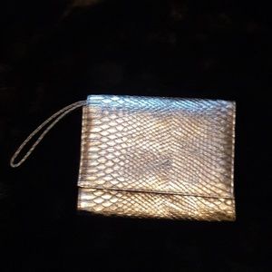 NEIMAN MARCUS Metallic Gunmetal Silver Handbag